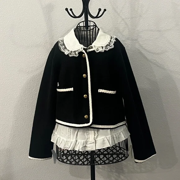 J.Crew Cropped bouclé yarn lady jacket black and white size medium - Picture 5 of 7